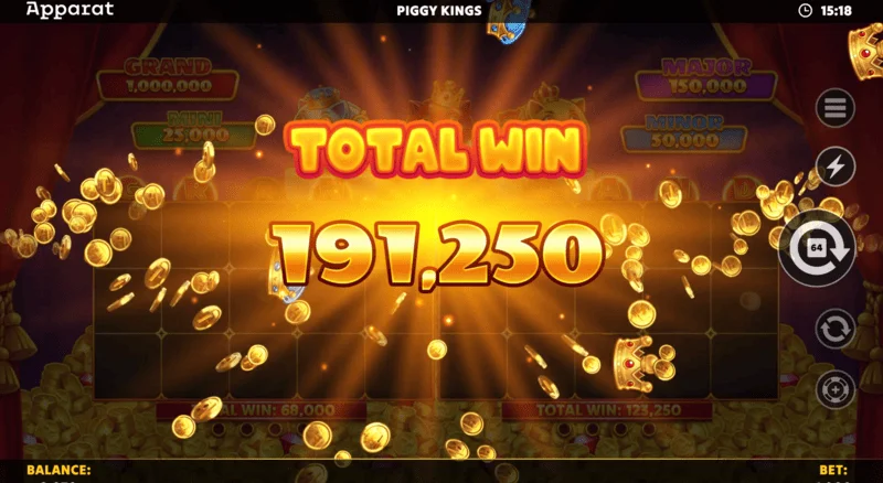 Piggy Kings - หน้าจอชนะใน Free Games