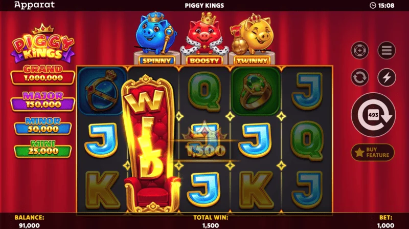 Piggy Kings - Booster Coins สามสีบนกระดาน